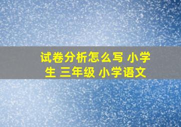 试卷分析怎么写 小学生 三年级 小学语文